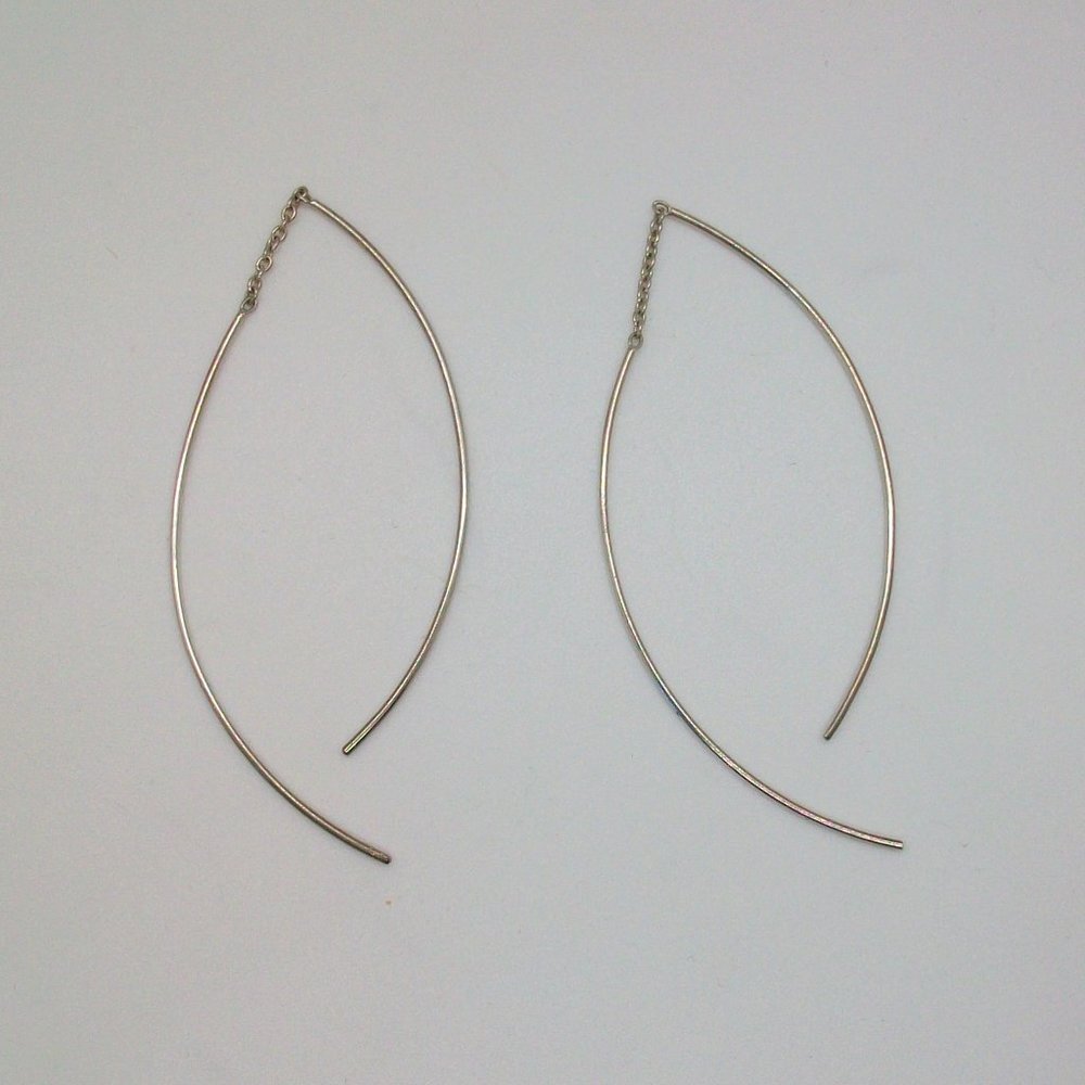 Silver Tone Dangle Threader Pierced Earrings